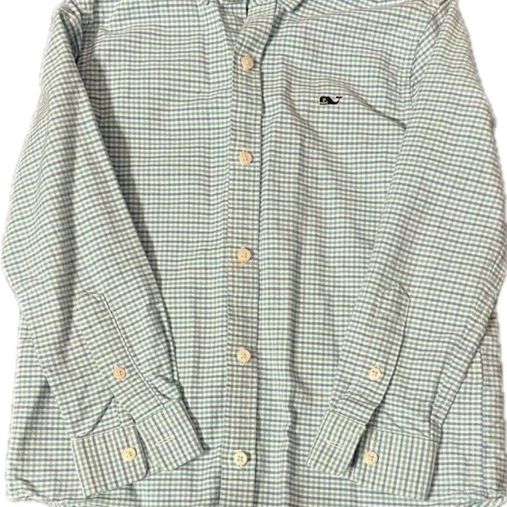 Vineyard Vines Blue and White Plaid Shirt